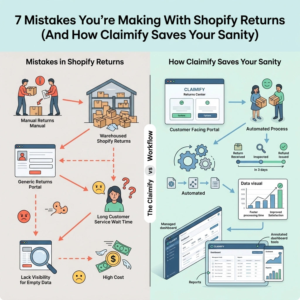 7 Mistakes You’re Making With Shopify Returns (And How Claimify Saves
