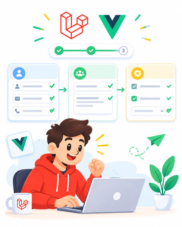 Laravel and Vue multi-step wizard with validation checkmarks